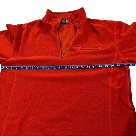 LL Bean Men Orange Long Sleeve Fleece Pullover Jacket Sz L 1/4 Zip Zip Pocket - Picture 5 of 11